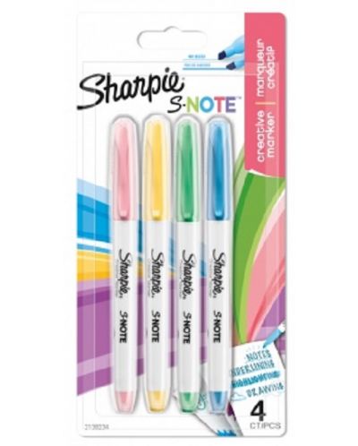 Set markere permanente Sharpie - S-Note, 4 culori - 1