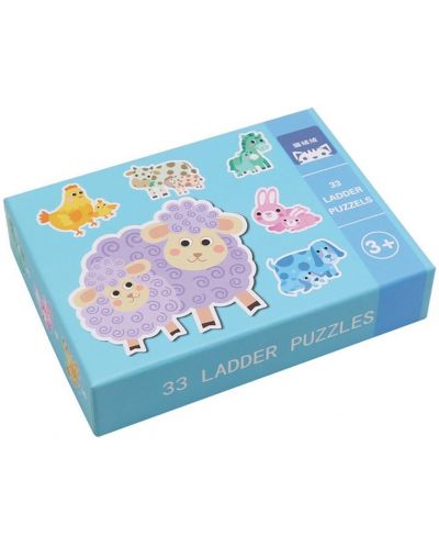 Set puzzle-uri progresive Andreu Toys - Animalele si micutii lor, 6 piese - 1