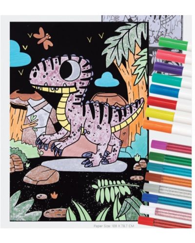 Tooky Toy Set de colorat dinozaur de catifea pentru colorat - 3