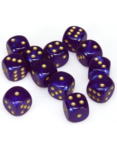 Set de zaruri Chessex Borealis Luminary Dice Block - Royal Purple/Gold, 12 bucăți - 3