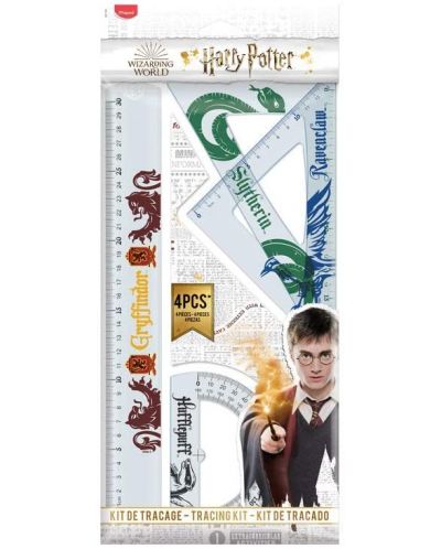 Set de desen Maped Harry Potter - 4 piese, cu rigla de 30 cm - 1
