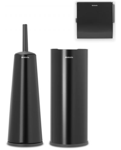 Set de 3 accesorii pentru toaletă Brabantia - ReNew, Matt Black - 1