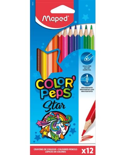 Set creioane colorate Maped Color Peps - Star, 12 culori - 1