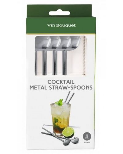 Paiele metalice de cocktail 2 in 1 cu linguri Vin Bouquet - 2