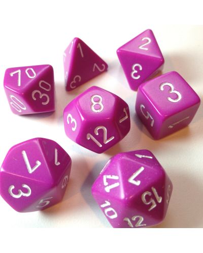 Set zaruri Chessex Opaque Poly 7 - Light Purple & White, 7 bucati - 2