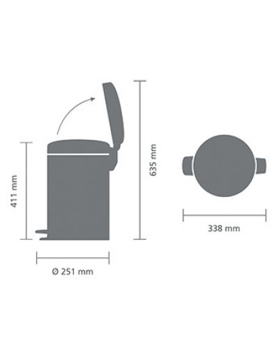 Coș de gunoi Brabantia - NewIcon, 12 l, Matt Steel - 4