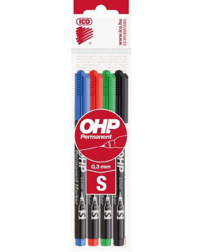 Set de OHP  markeri Ico - 4 culori, S, 0.3 mm - 1