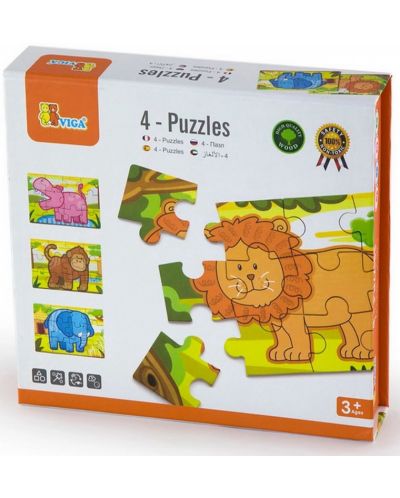 Set puzzle Viga - Animale sălbatice, 4 piese - 1