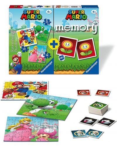 Set de 3 puzzle-uri si joc de memorie Ravensburger - Super Mario  - 2