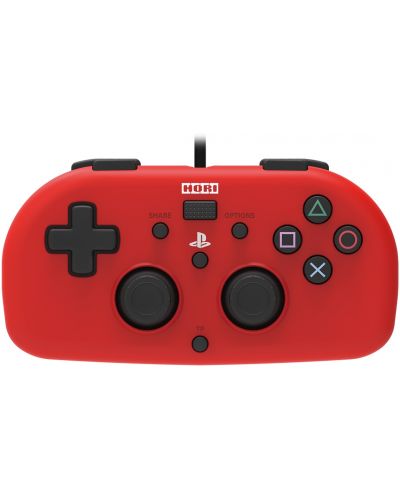 Controller Hori - Wired Mini Gamepad, червен (PS4) - 1