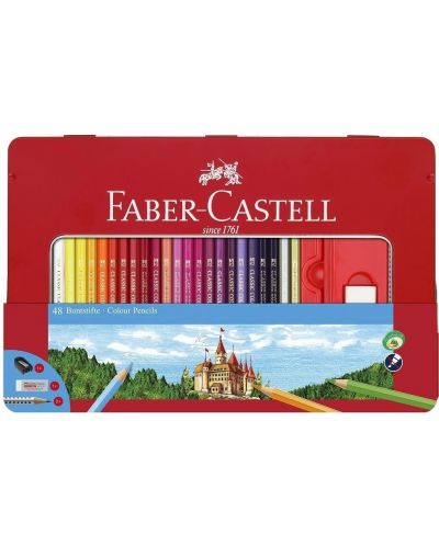 Set de creioane colorate Faber-Castell Castel - 48 de culori, cutie metalică - 1
