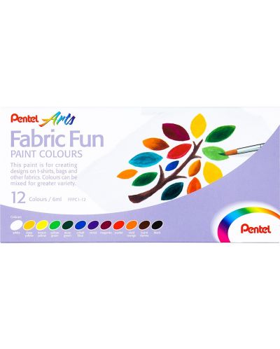 Set culori textile Pentel - 12 culori, 6 ml - 1