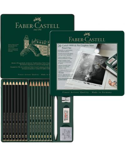 Set creioane grafit Faber-Castell Pitt & Castell 9000 - 20 buc - 3