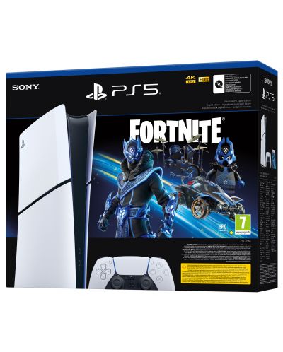 Consolă PlayStation 5 (Slim) - Digital Edition - Fortnite Cobalt