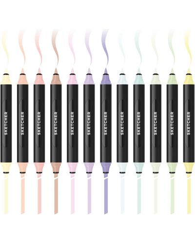 Set de markere Molotow cu două capete pentru schițe - 12 culori pastelate - 3