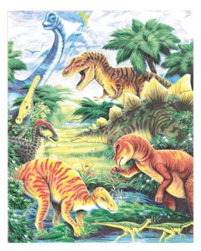 Set de desen cu creioane colorate Royal - Dinozauri, 22 x 30 cm - 1