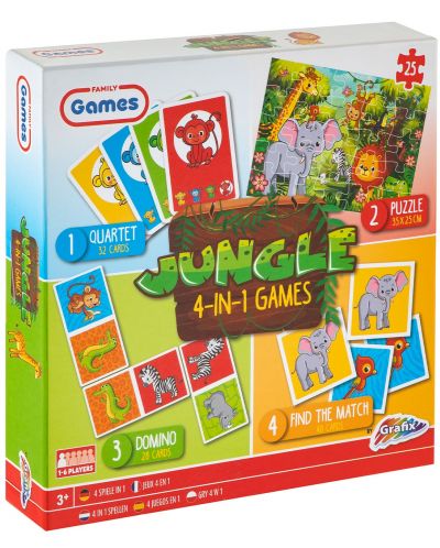 Set de jocuri pentru copii Grafix - Jungle, 4 în 1 - 1
