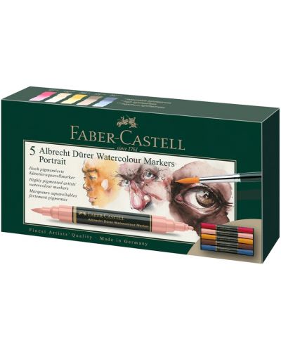 Set de markere acuarelabile Faber-Castell Albrech Dürer - Portret, 5 culori - 1
