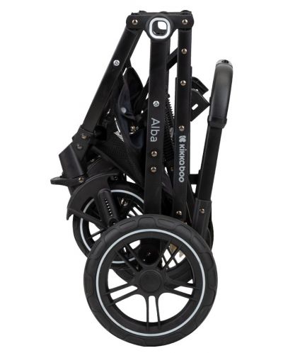 Cărucior combinat 3 în 1 KikkaBoo - Alba, cu scaun convertibil, negru - 10