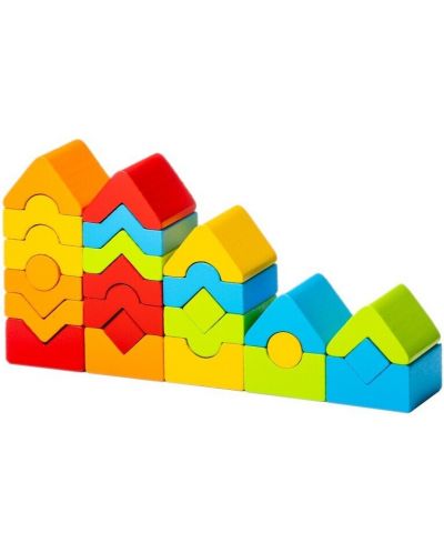 Set blocuri din lemn Cubika - Turnulete colorate, 25 buc.	 - 1