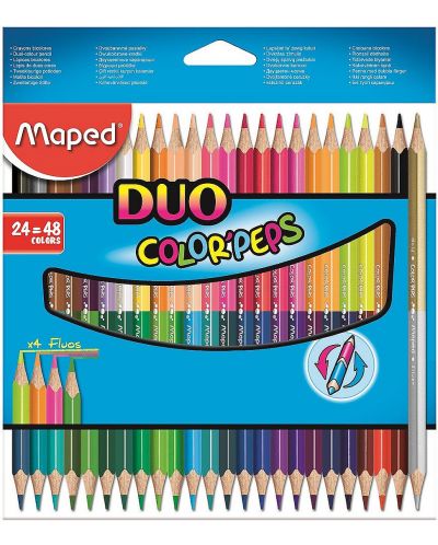 Set creioane cu doua varfuri  Maped Color Peps Duo - 24 bucati - 1