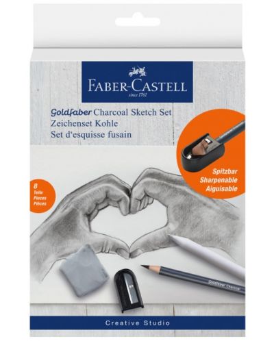 Set creioane cărbune Faber-Castell Goldfaber - 9 bucăți - 1