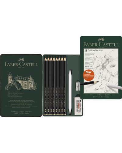 Set creioane grafit Faber-Castell Pitt - Mat, 11 piese - 3