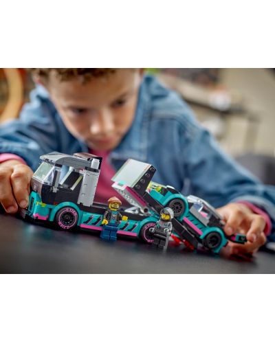 Constructor LEGO City - Mașină de curse și camion de transport auto (60406) - 9