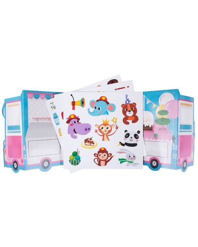 Set de autocolante reutilizabile Tooky Toy - Mașină de pompieri și furgonetă cu înghețată - 3