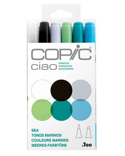 Set de markere Too Copic Ciao - Tonuri marine, 6 culori - 1