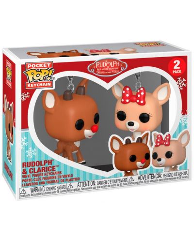 Set de brelocuri de chei Funko Pocket POP! Animation: Rudolph The Red-Nosed Reindeer - Rudolph and Clarice - 2