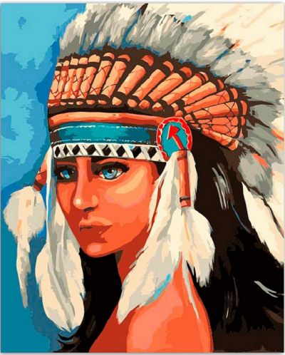 Set de pictură cu diamante TSvetnoy - Native American girl - 1