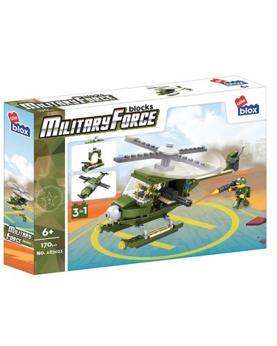 Constructor 3 în 1 Alleblox Military Force - Elicopter, 170 piese - 1