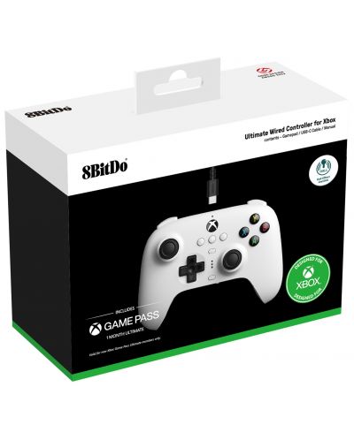 Controller 8BitDo - Ultimate Wired, Hall Effect Edition, alb (Xbox One/Xbox Series X/S) - 4