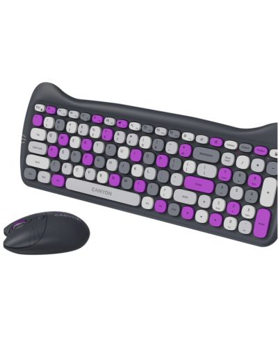 Kit mouse, tastatură și pad Canyon - CNS-HSETW6VT, wireless, mov - 3