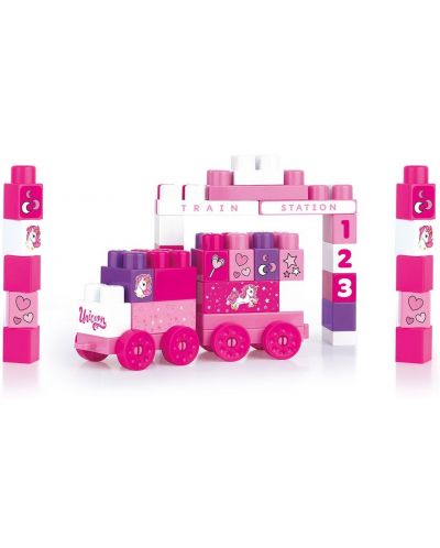 Set de construit Dolu Jumblocks - Trenulet, roz, 50 piese - 1