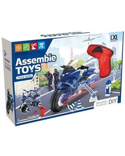 Constructor Raya Toys - Motocicletă de poliție cu lumini și sunete, 58 de piese - 3