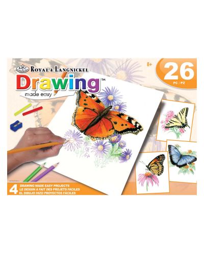 Set de desen cu creioane colorate Royal - 4 imagini, 26 de bucăți, portocaliu - 1