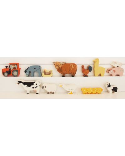 Set de figurine din lemn Tender Leaf Toys - Animale de fermă în stand - 3