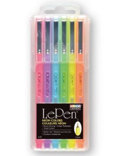 Set linere Uchida Marvy - Le Pen, 0.5 mm, 6 culori, neon - 1