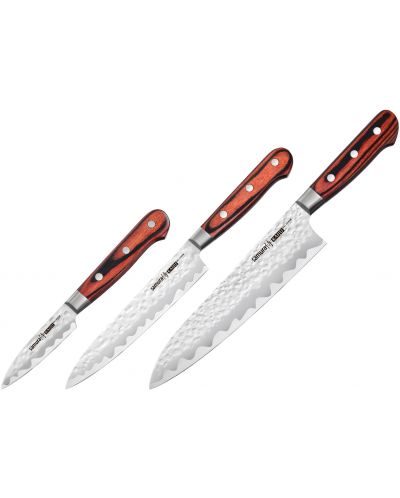 Set de 3 cuțite Samura - Kaiju, mâner roșu - 1