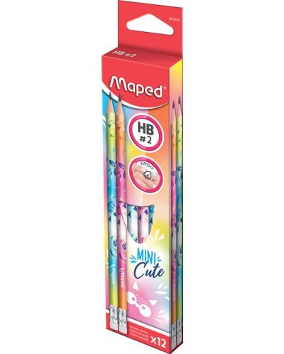 Set creioane cu radiera Maped Mini Cute - HB, 12 buc. - 2