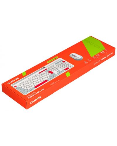 Kit mouse și tastatură  Canyon - CNS-HSETW5WT, wireless, alb - 7