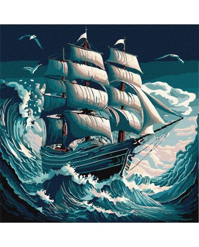 Set de pictură pe numere Ideyka - Furtună în mare, 40 x 40 cm - 1