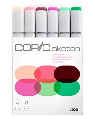 Set de markere Too Copic Sketch - Floral 1, 6 culori - 1