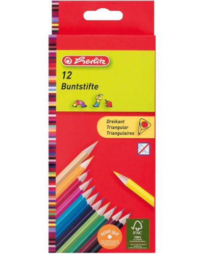 Un set de creioane triunghiulare colorate Herlitz - 12 culori - 1
