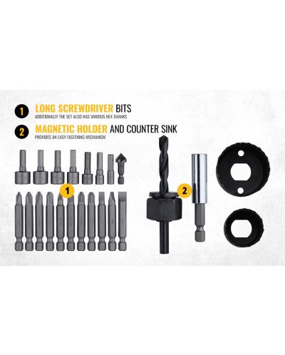 Set biți, burghie și tăietoare DeWALT - DT71563, 100 piese | Ozone.ro