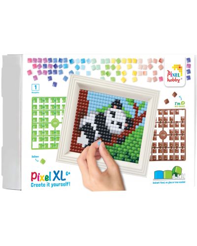 Set creativ cu cadru și pixeli Pixelhobby - XL, Panda - 1