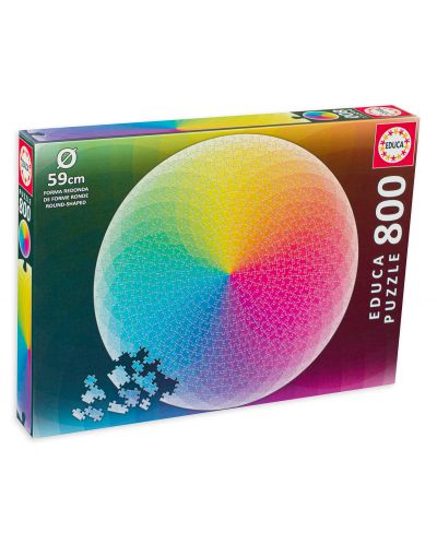 Puzzle rotund Educa din 800 de piese - Culorile curcubeului - 1