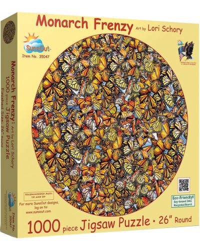 Puzzle SunsOut rotund din 1000 de piese - Fluturi - 1